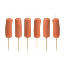Load image into Gallery viewer, Sausage Party Cake Candles – 6-Pack Novelty Hot Dog Cocktail Weenie Candles