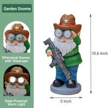 Load image into Gallery viewer, Solar Rifle & Telescope Gnome Statue – Lighted Outdoor Guard Sculpture