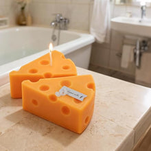 Load image into Gallery viewer, Big Cheese Wedge Decorative Soy Candles – Set of 2 Fun Scented Novelty Candles