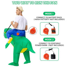 Load image into Gallery viewer, Inflatable T-Rex Costume – Funny Blow-Up Dinosaur Suit for Adults