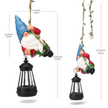 Load image into Gallery viewer, WONDHOME Hanging Climbing Solar Gnome Statue – Vine & Lantern Tree Decor