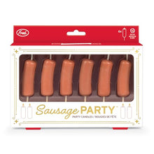 Load image into Gallery viewer, Sausage Party Cake Candles – 6-Pack Novelty Hot Dog Cocktail Weenie Candles