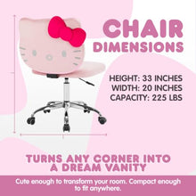 Load image into Gallery viewer, Hello Kitty Vanity Chair – Pink Swivel Makeup Chair with Wheels