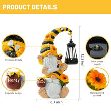 Load image into Gallery viewer, QZZP Stacked Bee Gnomes Solar Lantern Statue