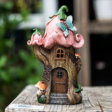 Load image into Gallery viewer, Solar Mushroom House & Gnome Figurine – Hand-Sculpted Waterproof Garden Light