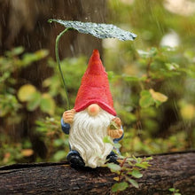Load image into Gallery viewer, WSHMZYHOME Garden Gnome with Leaf Umbrella – Hand-Painted Resin Lawn Sculpture