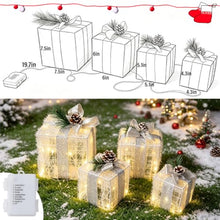 Load image into Gallery viewer, Lighted Christmas Gift Boxes – 4-Piece LED Holiday Decor Set