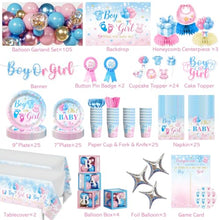 Load image into Gallery viewer, Gender Reveal Party Kit – Complete Pink & Blue Decorations, Serves 25