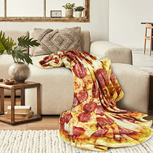 Load image into Gallery viewer, Double-Sided Pepperoni Pizza Fleece Blanket – Ultra-Soft Flannel Throw
