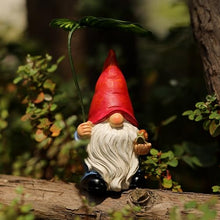 Load image into Gallery viewer, WSHMZYHOME Garden Gnome with Leaf Umbrella – Hand-Painted Resin Lawn Sculpture