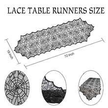 Load image into Gallery viewer, Black Lace Spider Web Table Runner (18 x 72 Inches) - Halloween Table Decor