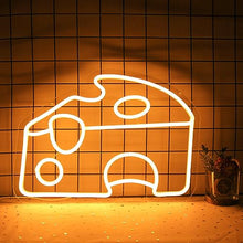 Load image into Gallery viewer, Golden Yellow LED Cheese Wedge Neon Wall Sign – USB-Powered Kitchen & Business Decor