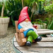 Load image into Gallery viewer, Generic Coffee Drinking Gnome in Rocking Chair – 7-Inch Indoor & Outdoor Statue