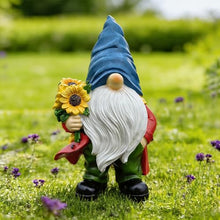 Load image into Gallery viewer, Bezseili Sunflower Bouquet Garden Gnome Statue – Hand-Painted Rustic Lawn & Home Decor