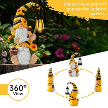 Load image into Gallery viewer, QZZP Stacked Bee Gnomes Solar Lantern Statue