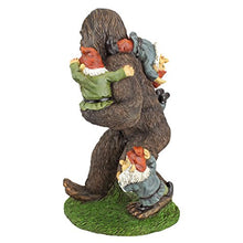 Load image into Gallery viewer, Design Toscano Bigfoot & Lawn Gnomes Statue – Funny Sasquatch Piggyback Lawn Figurine