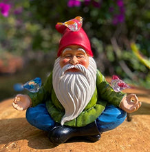 Load image into Gallery viewer, Meditating Lotus Solar Gnome Statue – Lighted Bird Figurine for Gardens