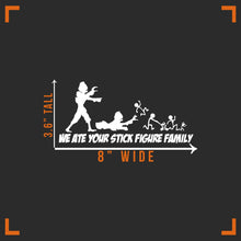 Load image into Gallery viewer, 'We Ate Your Stick Figure Family' Zombie Vinyl Decal Sticker (8" x 3")
