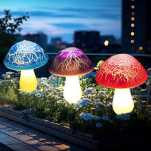 Load image into Gallery viewer, Viewpick 8-Pack Cracked Glass Solar Mushroom Lights – Multi-Color Outdoor Garden Gnome Friendly