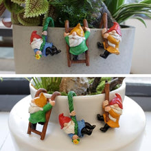 Load image into Gallery viewer, JARPSIRY 3-Piece Miniature Pot Hanging Gnomes Set – Resin Fence & Planter Hugger Figurines