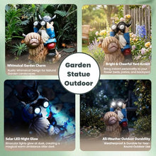 Load image into Gallery viewer, Joint Honglin Viking Gnome Riding Highland Cow – Solar Telescope Outdoor Yard Statue