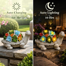 Load image into Gallery viewer, Solar Grey Turtle Garden Ornament – Recycled Eco-Friendly Resin Lawn Accent