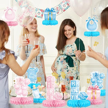 Load image into Gallery viewer, Gender Reveal Honeycomb Centerpieces – 12-Piece Table Decor Set