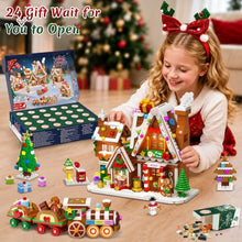 Load image into Gallery viewer, Christmas Village Advent Calendar – 24-Day Building Block Set with Lights
