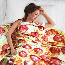 Load image into Gallery viewer, Double-Sided Pepperoni Pizza Fleece Blanket – Ultra-Soft Flannel Throw