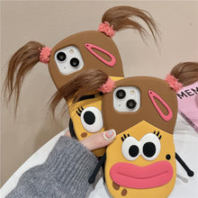 Load image into Gallery viewer, Cute 3D Kawaii Girl Phone Case with Keychain for iPhone 15 Pro Max