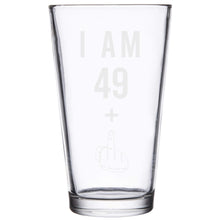 Load image into Gallery viewer, Funny 49 + 1 Middle Finger 50th Birthday Pint Glass | 16oz Gag Gift