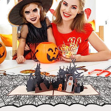 Load image into Gallery viewer, Black Lace Spider Web Table Runner (18 x 72 Inches) - Halloween Table Decor