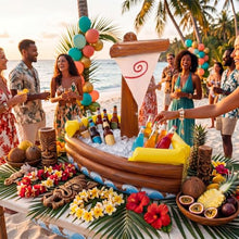 Load image into Gallery viewer, Inflatable Cooler Boat – Hawaiian Floating Drink Tub for Parties