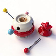 Load image into Gallery viewer, Ceramic Chick Toothpick Dispenser & Appetizer Fork Set
