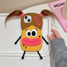 Load image into Gallery viewer, Cute 3D Kawaii Girl Phone Case with Keychain for iPhone 15 Pro Max