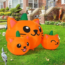 Load image into Gallery viewer, Halloween Pumpkin Cat Inflatable – 5ft LED Yard Decoration