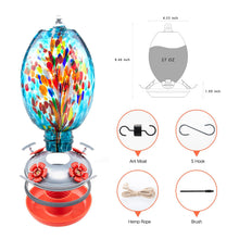 Load image into Gallery viewer, Blue Fireworks Hand-Blown Glass Hummingbird Feeder | Rust-Proof Outdoor Decor