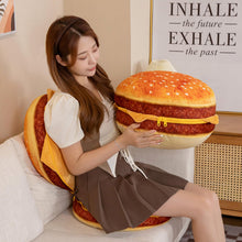 Load image into Gallery viewer, Cheeseburger Plush Pillow – 16.5" Food Cushion