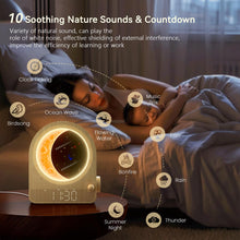 Load image into Gallery viewer, Sunrise Alarm Clock with Moon Lamp – Dual Alarms, 10 Sounds, Timer
