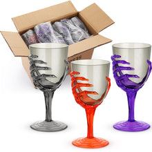 Load image into Gallery viewer, Set of 24 Skeleton Hand Goblets (12 oz) - Plastic Skull Wine Glasses