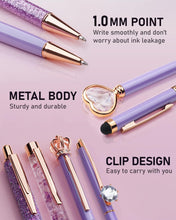 Load image into Gallery viewer, Set of 8 Purple Crystal Ballpoint Pens - Stylish Writing Gifts for Women