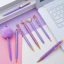 Load image into Gallery viewer, Set of 8 Purple Crystal Ballpoint Pens - Stylish Writing Gifts for Women