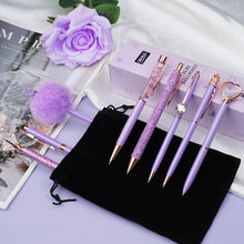 Load image into Gallery viewer, Set of 8 Purple Crystal Ballpoint Pens - Stylish Writing Gifts for Women