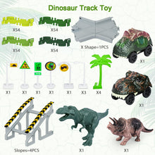 Load image into Gallery viewer, 216-Piece Dinosaur Race Track Train Set | Flexible Toy Track with Cars