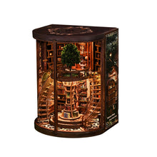 Load image into Gallery viewer, Wisdom Rings DIY Wooden Book Nook Kit | Miniature Light-Up Library Diorama