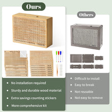 Load image into Gallery viewer, Wooden Money Saving Box with Challenge Stickers - Reusable Cash Vault