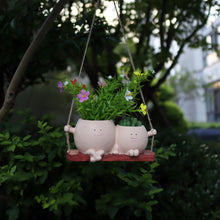 Load image into Gallery viewer, Parent-Kid Swinging Face Planter Pot | Cute Resin Head Vase Decor