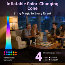 Load image into Gallery viewer, Inflatable Light-Up Cone – 9.8ft Color-Changing Event Decor
