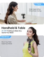 Load image into Gallery viewer, Handheld Fan with 4500mAh Power Bank – Foldable, 3 Speeds (Black)