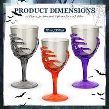 Load image into Gallery viewer, Set of 24 Skeleton Hand Goblets (12 oz) - Plastic Skull Wine Glasses